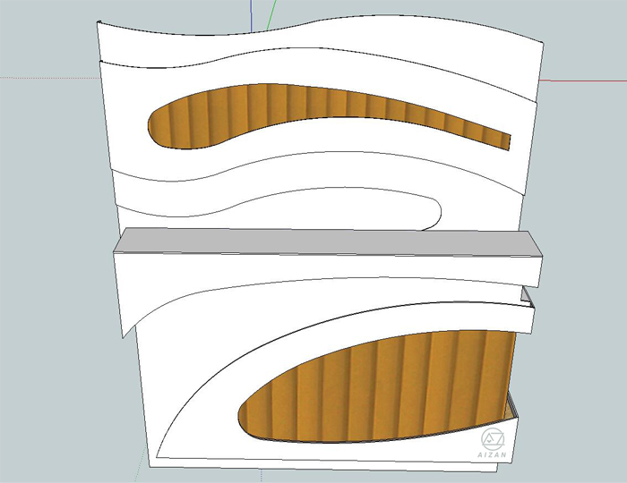 3D drawing of the reception desk