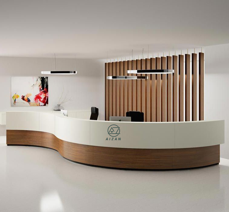Solid surface Customized color large S shaped reception desk
