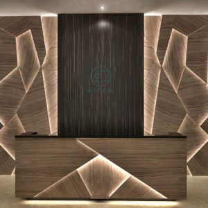 China Wooden Reception Desk Solid Surface Front Desk For Hotel