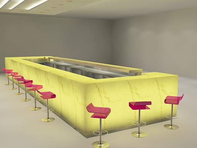 Translucent marble stone rectangular restaurant bar counter