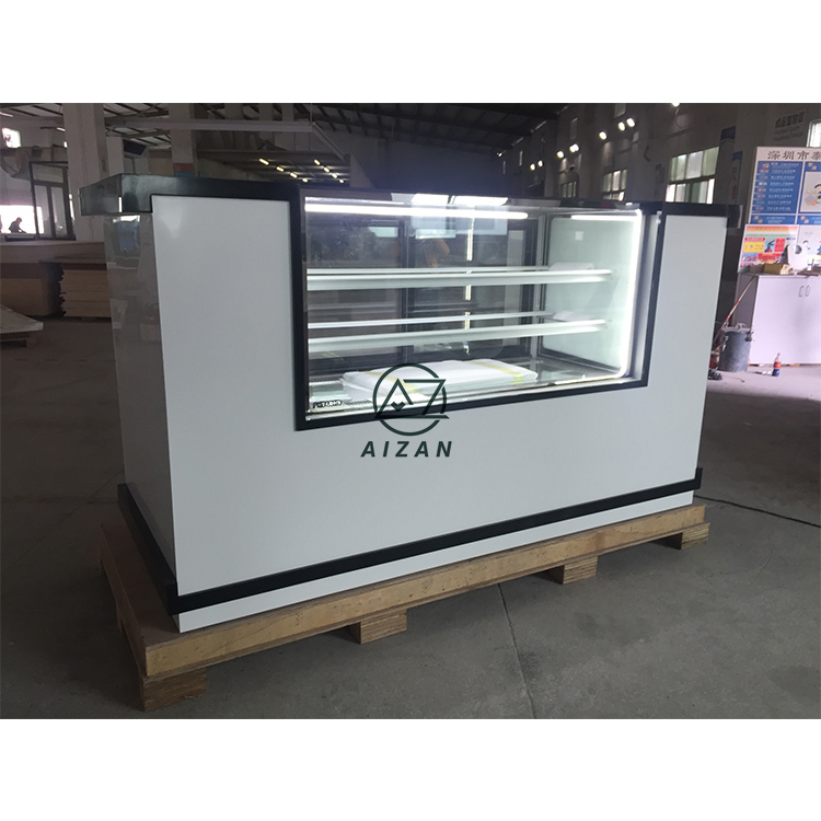 Artificial stone modern white bar counter cafe coffee bar with cooling display