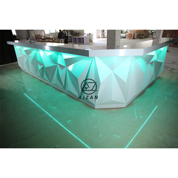Diamond shape bar counter luxury white restaurant bar custom design