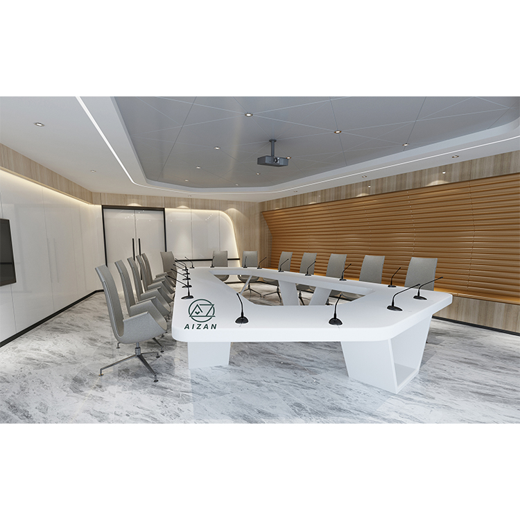 Luxury white conference table artificial stone top meeting table modern
