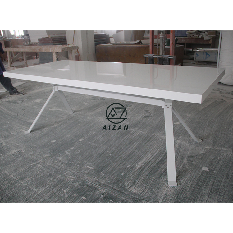 Glossy white simple design office table staff office desk