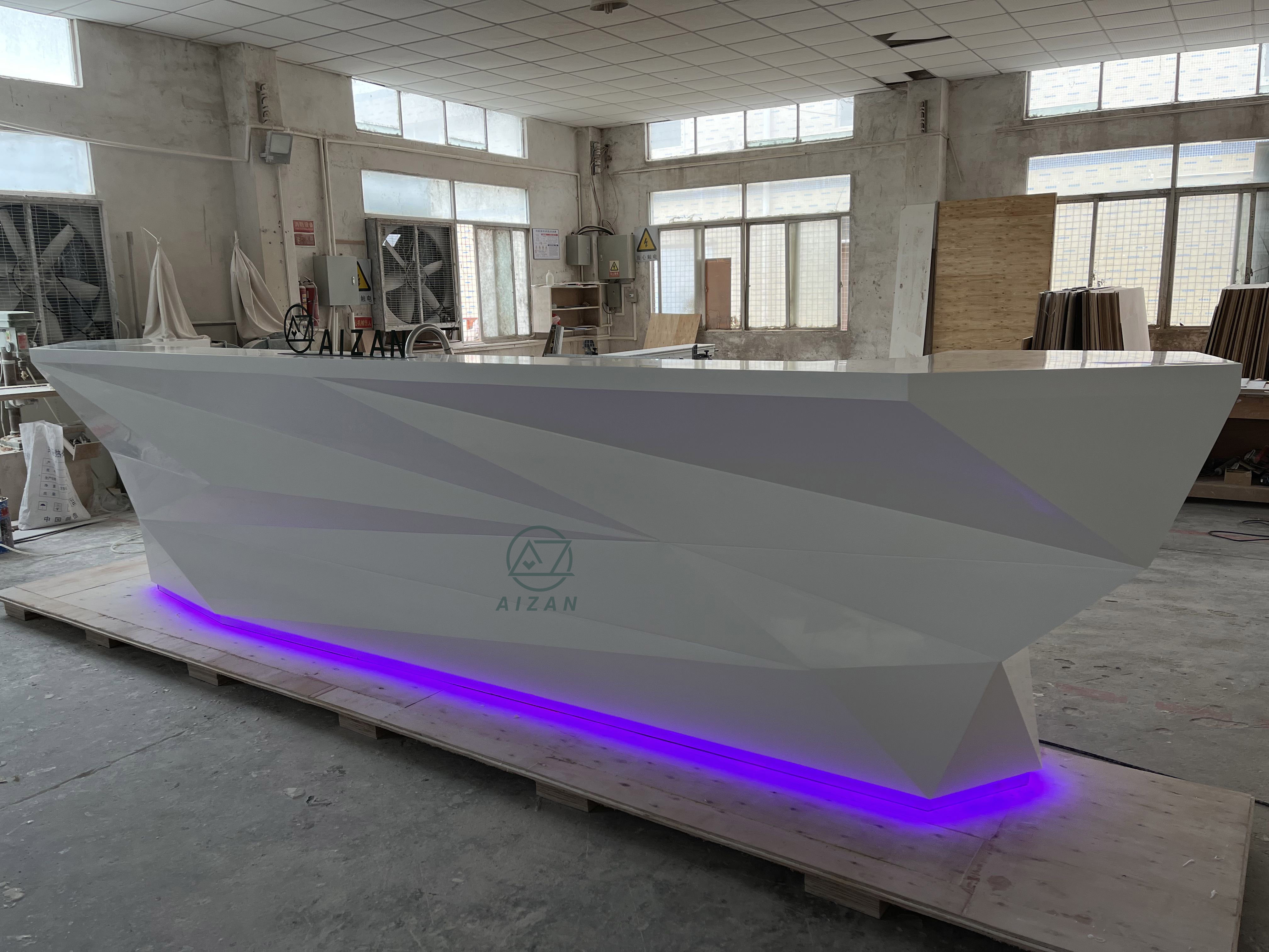 Boat shaped bar counter modern white nightclub bar counter with wine cabinet