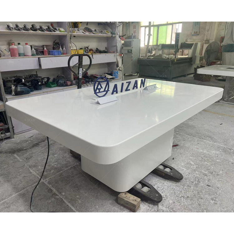 Solid surface top modern white conference table small size